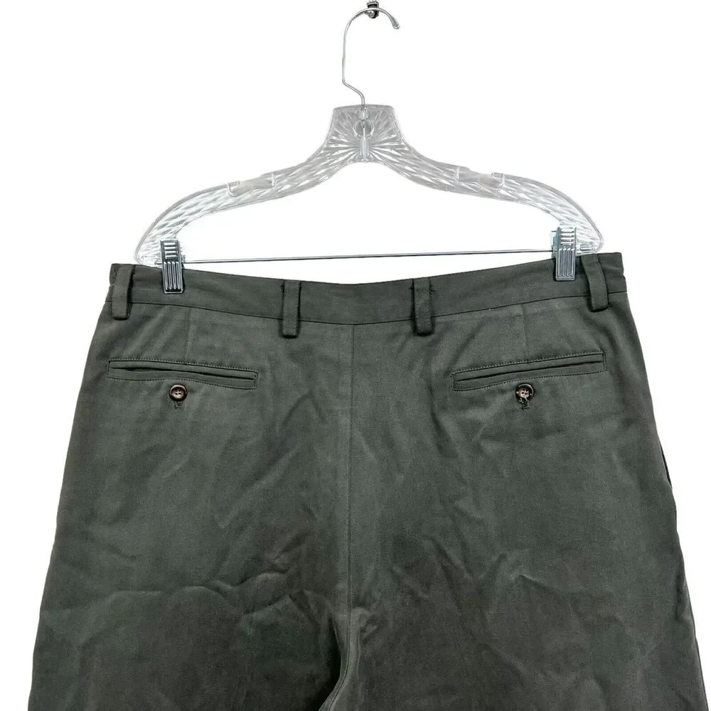 Cezani Mens Chino Shorts Stretch Pleated Slash Pockets Green Size W36*